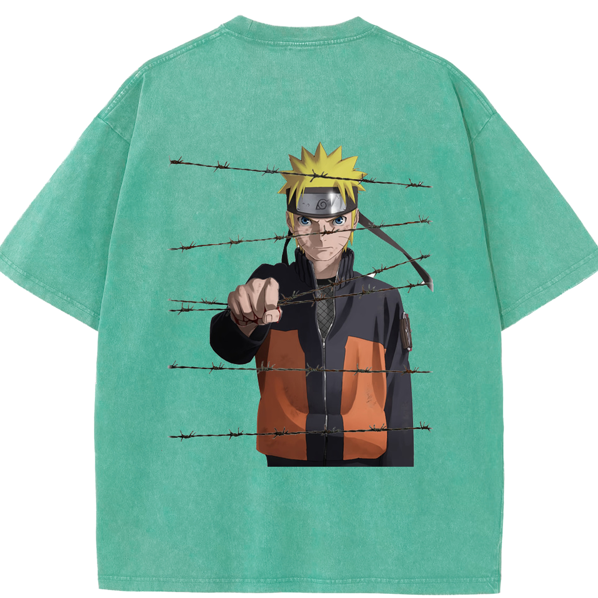 （画像用） NARUTO -ナルト- うずまき ナルト Uzumaki Naruto 綿100% ヴィンテージ風 半袖Tシャツ（背面プリント）
